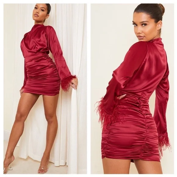 PrettyLittleThing Dresses Nwot Prettylittlething Burgundy